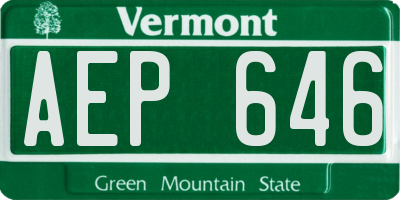 VT license plate AEP646