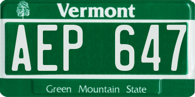 VT license plate AEP647