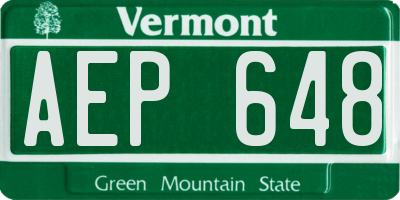 VT license plate AEP648
