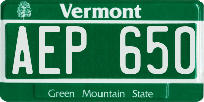 VT license plate AEP650
