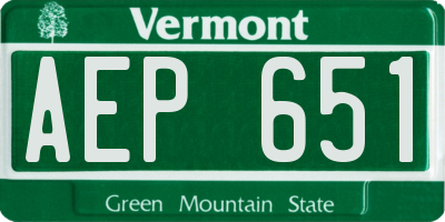 VT license plate AEP651