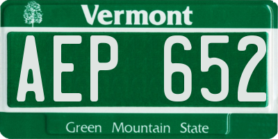 VT license plate AEP652