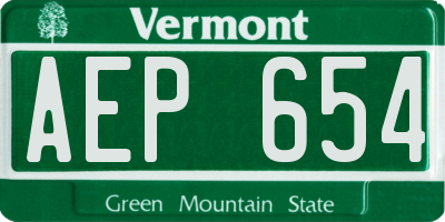 VT license plate AEP654
