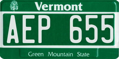 VT license plate AEP655
