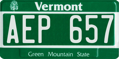 VT license plate AEP657