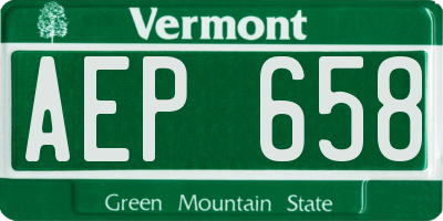 VT license plate AEP658