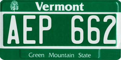 VT license plate AEP662