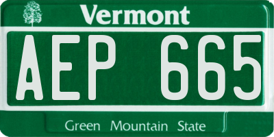 VT license plate AEP665