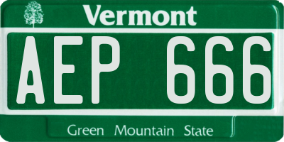 VT license plate AEP666