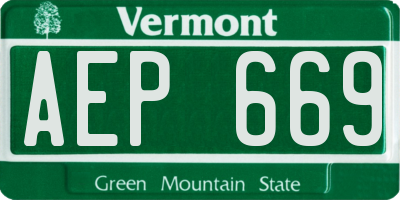 VT license plate AEP669