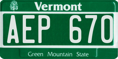 VT license plate AEP670
