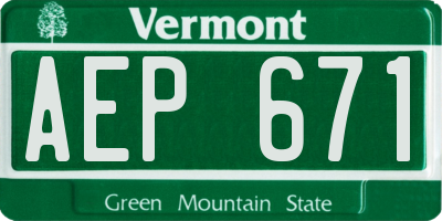 VT license plate AEP671