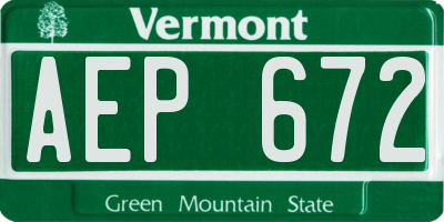 VT license plate AEP672