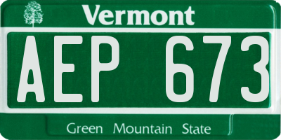 VT license plate AEP673