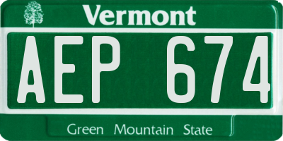 VT license plate AEP674