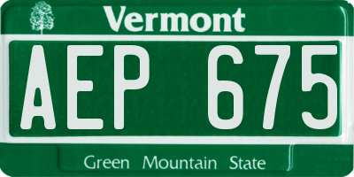 VT license plate AEP675