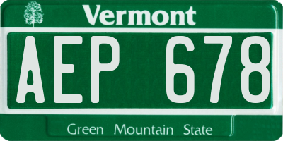 VT license plate AEP678