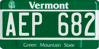 VT license plate AEP682