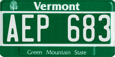 VT license plate AEP683