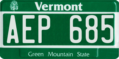 VT license plate AEP685