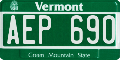 VT license plate AEP690
