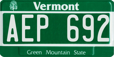 VT license plate AEP692
