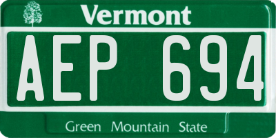 VT license plate AEP694