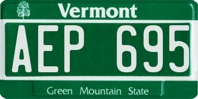 VT license plate AEP695