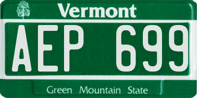 VT license plate AEP699