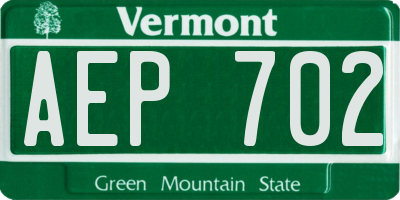 VT license plate AEP702