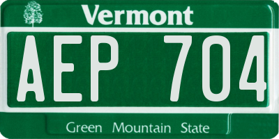 VT license plate AEP704