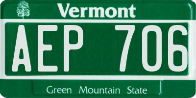 VT license plate AEP706