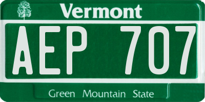 VT license plate AEP707