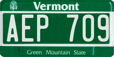 VT license plate AEP709