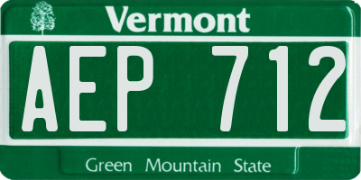 VT license plate AEP712