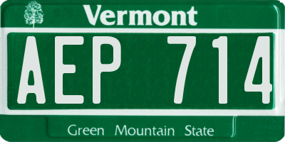 VT license plate AEP714