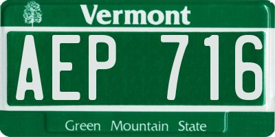 VT license plate AEP716