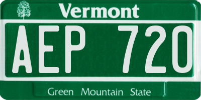 VT license plate AEP720