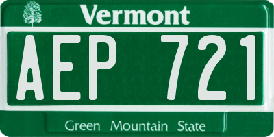 VT license plate AEP721
