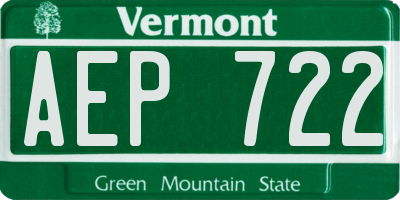 VT license plate AEP722