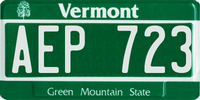 VT license plate AEP723