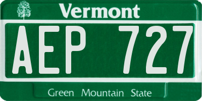 VT license plate AEP727