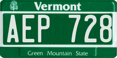 VT license plate AEP728