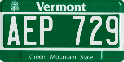 VT license plate AEP729