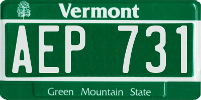 VT license plate AEP731