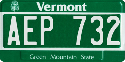 VT license plate AEP732