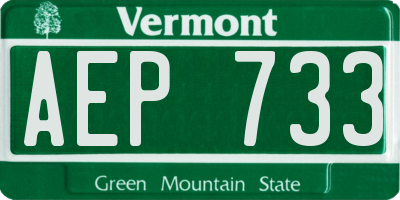 VT license plate AEP733