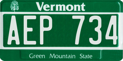 VT license plate AEP734