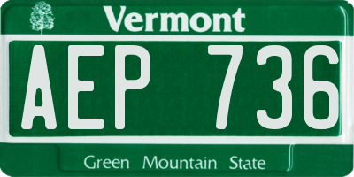 VT license plate AEP736