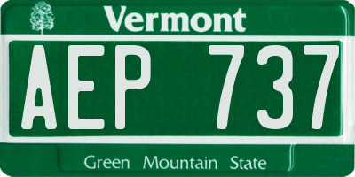 VT license plate AEP737